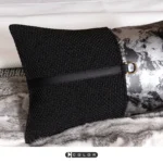 Soft Furnishings for Model Homes: Luxury Four-Piece Bedding Set with Green Woven Leather and Rabbit Fur Throw - Image 4