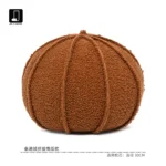 Soft furnishings, sofas, model homes, bay windows, hotels, modern, Nordic, Italian, light luxury, coffee-colored, wool, round pillows, pumpkin-shaped pillows