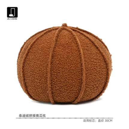 Soft furnishings, sofas, model homes, bay windows, hotels, modern, Nordic, Italian, light luxury, coffee-colored, wool, round pillows, pumpkin-shaped pillows