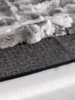 Italian-style Light Luxury Brown 9-Piece Bedding Set for Soft Furnishing Showroom: Includes Two F-Shaped Cylindrical Pillows and a 100% Real Rabbit Fur Throw - Image 4