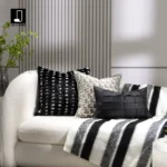 Cushion Set for Sofa and Living Room in Model Home: Modern, Light Luxury, High-End Leather, Woven, Shaggy, and Genuine Mink Fur Cushions