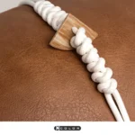 Soft furnishings: Sofa, model home, bedside, Nordic and Italian-style, light luxury, coffee-brown leather with jute rope weave, lumbar pillow, cushion - Image 4