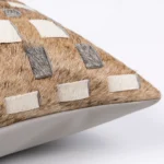 Coffee-colored, high-end, luxury-style woven horsehair square throw pillow for sofas and living rooms; model home and villa bedside cushion - Image 4