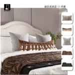 Elegant, Lightly Luxurious Showroom: 11-Piece Coffee-Colored Bedding Set—Hotel-Quality Bedding for Villa Showrooms, Multi-Piece Sets with a Sophisticated Look
