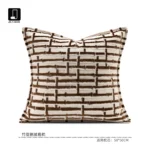 Jinshi Light Luxury Showroom Sofa Pillows: White and Beige Geometric Shaggy Cushions, Vintage-Style Villa Cushions, Showroom Cushions