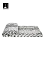 Showroom Villa Living Room Sofa Throw and Bedspread: Hotel-Style Italian-Inspired Light Luxury Black-and-White W-Pattern Short-Pile Textured Footboard Rug