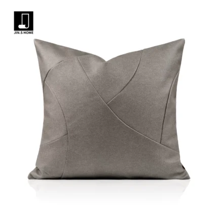 Green Leather Patchwork Square Cushions for Sofas and Living Rooms: A Touch of Luxury for Model Homes and Villas—Bedside and Decorative Pillows