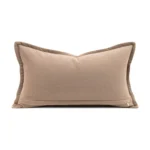 Brocade and taupe-colored cut-pile accent pillow; living room sofa lumbar pillow; model home and showroom display; bedside cushion; light luxury-style pillowcase - Image 5