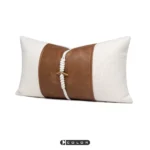 Soft furnishings: Sofa, model home, bedside, Nordic and Italian-style, light luxury, coffee-brown leather with jute rope weave, lumbar pillow, cushion - Image 2
