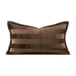 Brocade and taupe-colored cut-pile accent pillow; living room sofa lumbar pillow; model home and showroom display; bedside cushion; light luxury-style pillowcase - Image 9