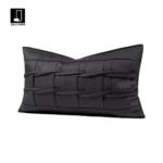Black Leather Hand-Woven Lumbar Pillow for Sofas and Living Rooms: A Touch of Luxury for Showrooms and Villas - Image 2