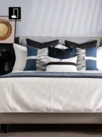 Blue-Toned Italian-Style Light Luxury Minimalist Modern Villa Bedding Set for Soft Furnishing Showrooms