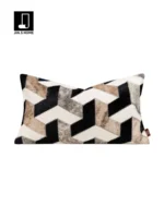 Luxury-style Black and Gray Genuine Horsehair Woven Cushion for Sofas and Living Rooms—Model Home Villa Bed Cushion